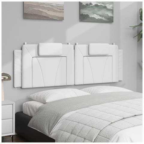 Cuscino Testiera Viana Bianco 160 Cm In Similpelle - Foto 2