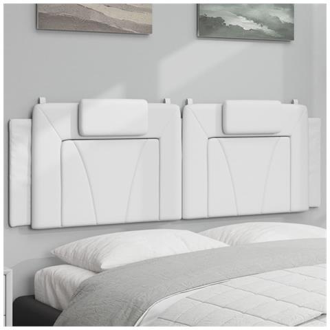 Cuscino Testiera Viana Bianco 160 Cm In Similpelle - Foto 8