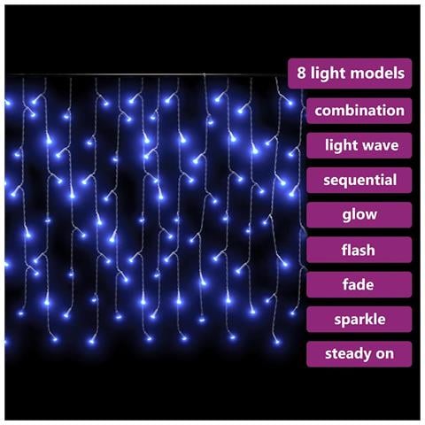 Luci A Ghiaccioli A Led 10 M 400 Led Blu 8 Funzioni - Foto 8