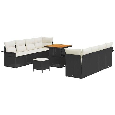 Set Divano da Giardino 11 pcs Nero e Crema 80 x 80 x 71 cm - Foto 1