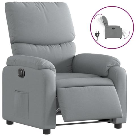 Poltrona Elettrica Reclinabile Grigio Chiaro in Tessuto - Foto 1