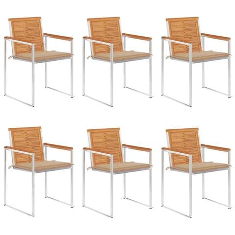 Sedie da Giardino con Cuscini 6 pz in Legno Massello di Acacia - Foto 1