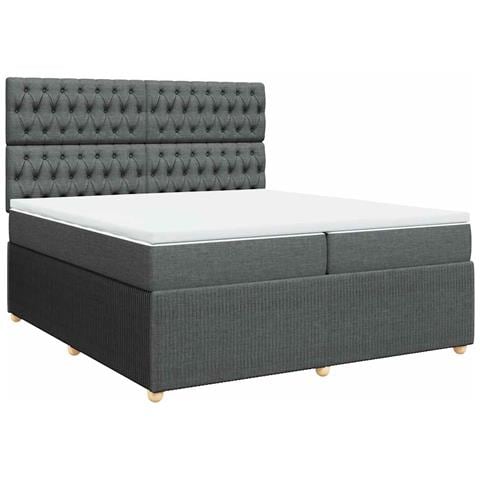 Giroletto a Molle con Materasso Grigio Scuro 200x200 cm Tessuto - Foto 1