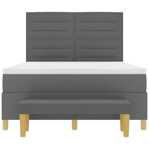Letto Box Springs con Materasso e Panca Grigio Scuro 160x200 cm Tessuto - Foto 9