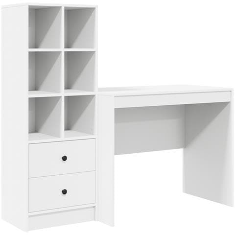 Scrivania con spazio di archiviazione in legno ingegnerizzato bianco - Foto 1