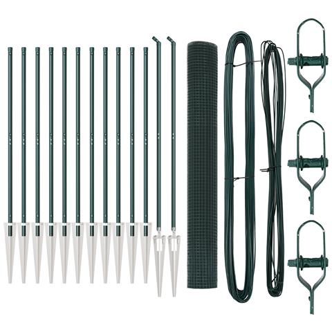 Recinzione in rete saldata con 13 pali di picchettamento Verde 1x25 m Acciaio - Foto 1