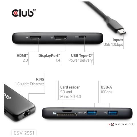 Hub CSV-2551 Interfaccia USB Type-C Colore Nero - Foto 5