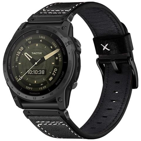 Cinturino In Pelle Premium Compatibile Con Garmin Fenix 8/7x/3 - Elegante Cinturino Di Ricambio Black 26 Mm - Foto 2