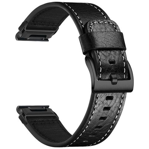 Cinturino In Pelle Premium Compatibile Con Garmin Fenix 8/7x/3 - Elegante Cinturino Di Ricambio Black 26 Mm - Foto 1
