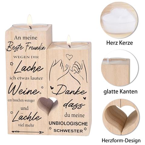 Candeliere In Legno Con Candele Regalo Per La Migliore Amica - Foto 2