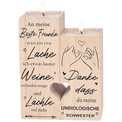 Candeliere In Legno Con Candele Regalo Per La Migliore Amica - Foto 1