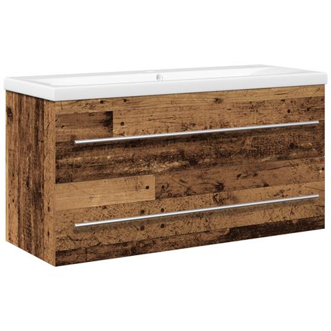 Mobile lavabo bagno con lavabo integrato in legno riciclato - Foto 1