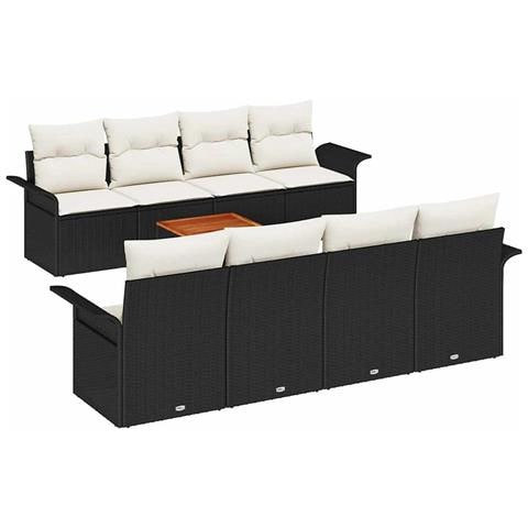 Set Divano da Giardino 7 pcs Nero e Crema 55 x 55 x 37 cm - Foto 1