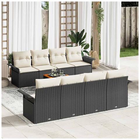 Set Divano da Giardino 7 pcs Nero e Crema 55 x 55 x 37 cm - Foto 2