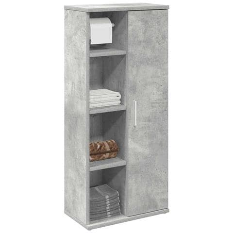 Mobile da Bagno con Portarotolo Grigio Cemento 39x22x90 cm - Foto 2