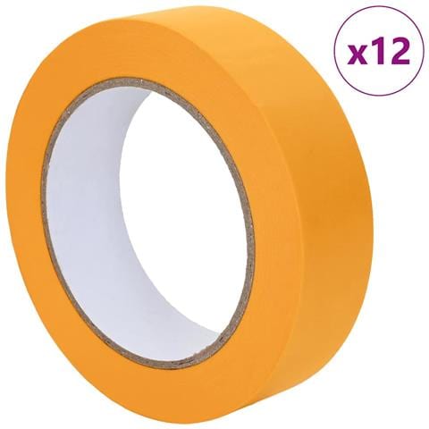 Nastri Adesivi per Pittori 12 pcs Giallo 25mm x 50m Carta - Foto 1
