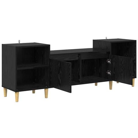 Mobile TV Rovere Nero 160 x 35 x 55 cm Legno multistrato - Foto 1