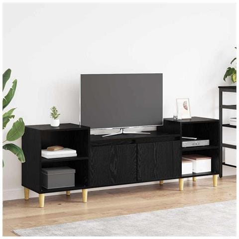 Mobile TV Rovere Nero 160 x 35 x 55 cm Legno multistrato - Foto 2