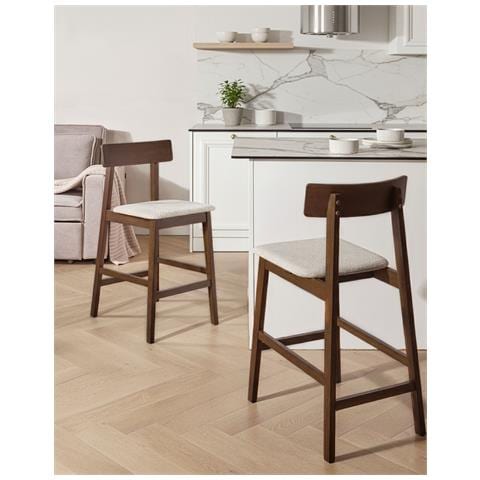 Set Di 2 Sedie Alte Isanti Legno Marrone Scuro /tortora - Foto 1