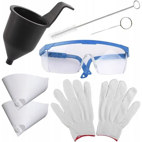 Set Di Accessori Per Spruzzatore Di Vernice - Misurino Viscosità, Spazzola, Ago Pulizia, 2 Imbuti, Guanti, Occhiali Protettivi | Compatibile Con Spruzzatori E Aggregati - Foto 1