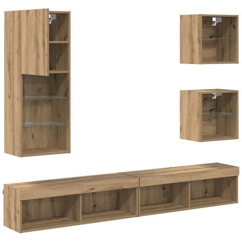 Unità a muro per TV con LED 5 pcs Rovere artigianale - Foto 9