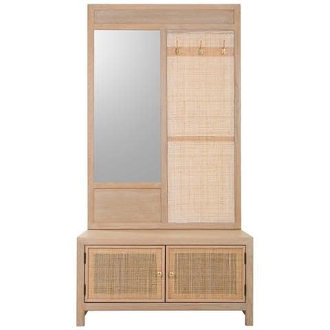 Sgabello Da Mobile Da Ingresso In Legno E Rete Marrone 90x8x181h-90x39x46h - Foto 2