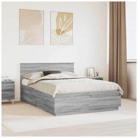 Struttura del letto con testiera Grigio Sonoma 150 x 200 cm - Foto 2
