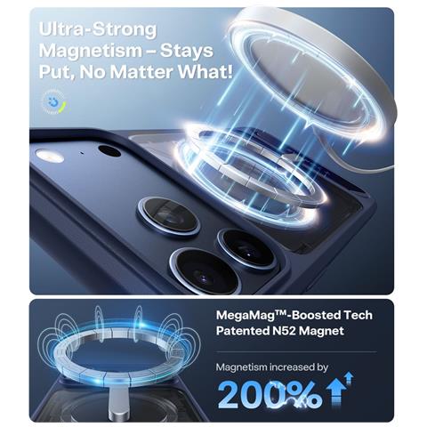 Cover per iPhone 17 Pro Max - TPU+PC, Blu Oscuro, MagSafe - Foto 4
