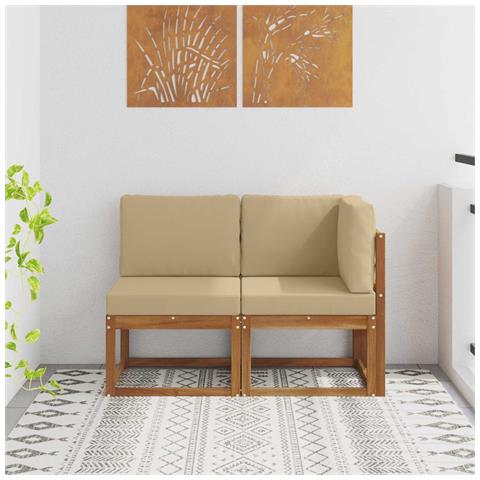 Divano modulare da esterno e angolare 2 Pezzo Naturale e Beige - Foto 2