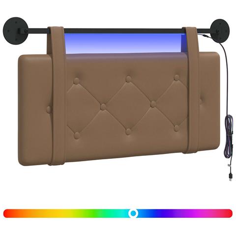 Testiera sospesa Con luce LED Cappuccino Similpelle - Foto 1