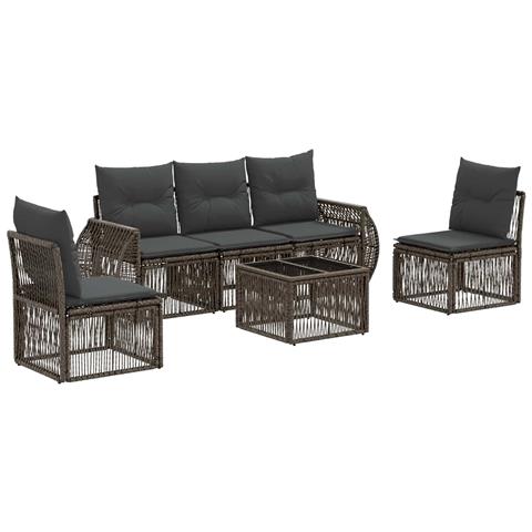 Set Divano da Giardino 6 pcs Grigio e Grigio Scuro polyrattan - Foto 1