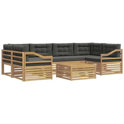 Set di divani da esterno 7 pcs Bianco e Antracite Poliestere - Foto 1