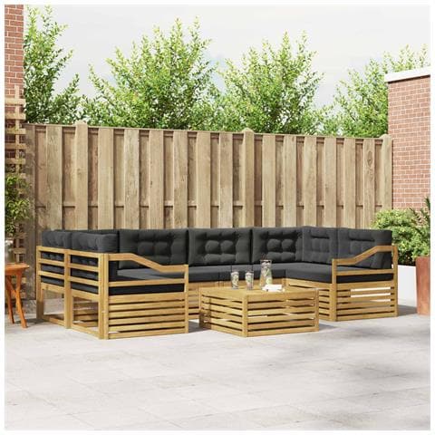 Set di divani da esterno 7 pcs Bianco e Antracite Poliestere - Foto 2