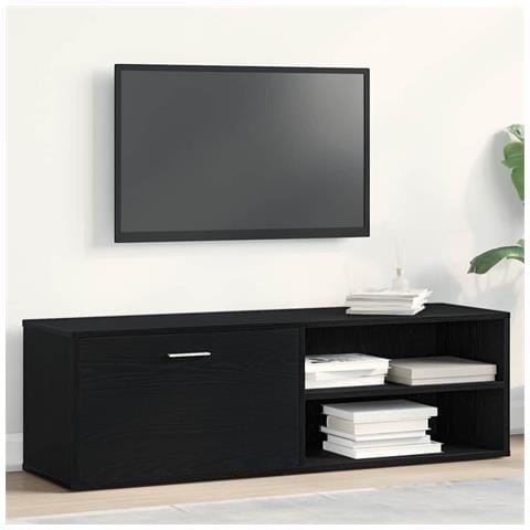 Mobile TV Rovere Nero 120x34x37 cm in Legno Multistrato - Foto 2