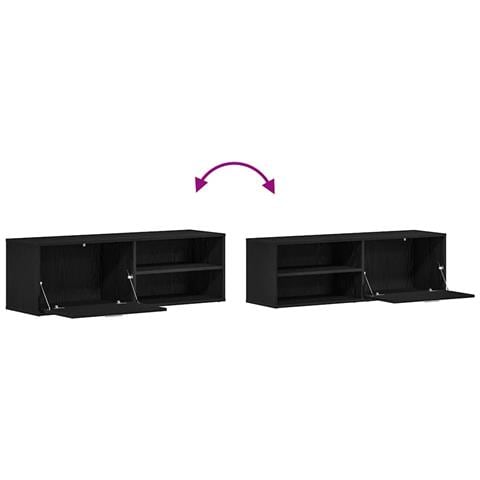 Mobile TV Rovere Nero 120x34x37 cm in Legno Multistrato - Foto 9