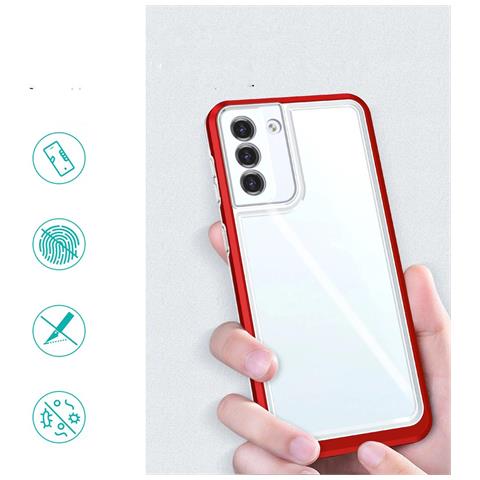Trasparente Samsung Galaxy S21 + 5g (s21 Plus 5g) Custodia 3 In 1 Con Cornice, Cover In Gel, Rossa - Foto 5