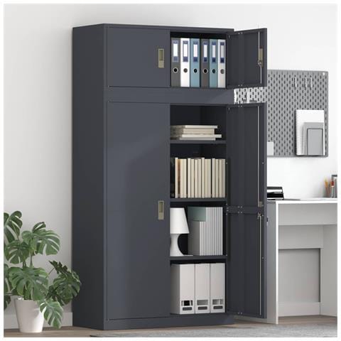 Armadio 2 pz Antracite 90 x 40 x 180 cm Acciaio Bloccabile - Foto 2