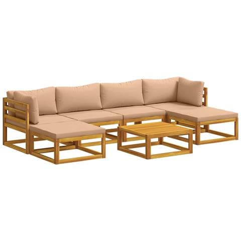 Set di divani 7 pz Naturale Legno di Acacia Massello - Foto 1
