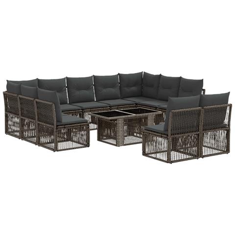 Set Divano da Giardino 12 pz Grigio polyrattan - Foto 1