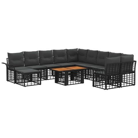 Set Divano da Giardino 12 pz Nero e Grigio scuro polyrattan - Foto 1