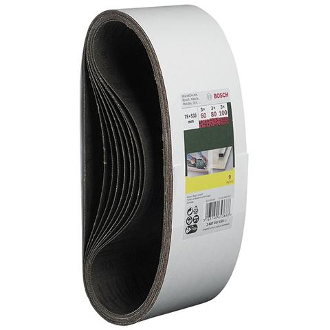 Nastro Abrasivo Set Misto (P60/80/100) 9 Pz 75x457 Mm - Foto 1