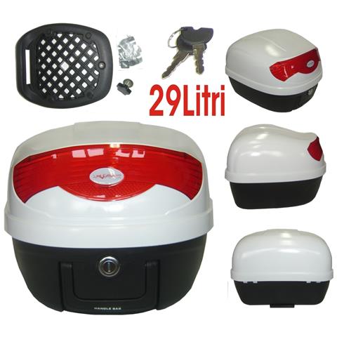 Bauletto Baule Moto Scooter 29 Litri Valigia Piastra Universale Bianco - Foto 1