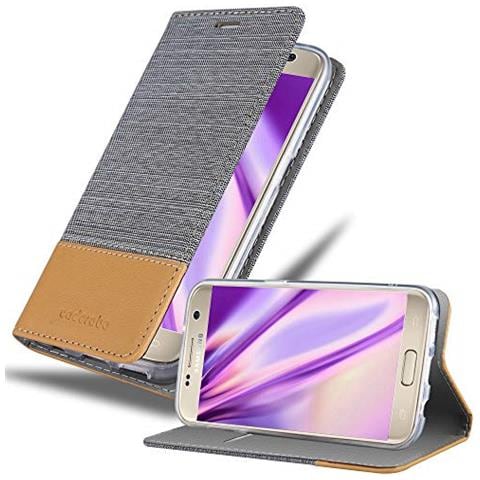 Custodia Compatibile Con Samsung Galaxy S7 In Grigio Chiaro Marrone - Coperchio Protettiva Con Chiusura Magnetica, Funzione Stand E Tasca Per Le Carte - Foto 1