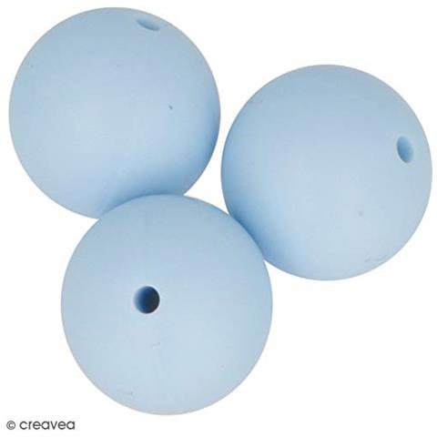 Perlina Di Silicone Tonda X 3 - 15 Mm - Blu Pastello - Foto 2
