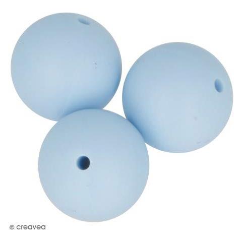Perlina Di Silicone Tonda X 3 - 15 Mm - Blu Pastello - Foto 1