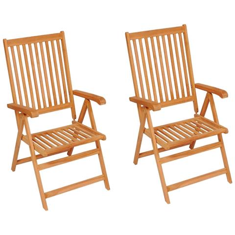 Sedie da Giardino 2 pz con Cuscini Rossi in Massello di Teak - Foto 2