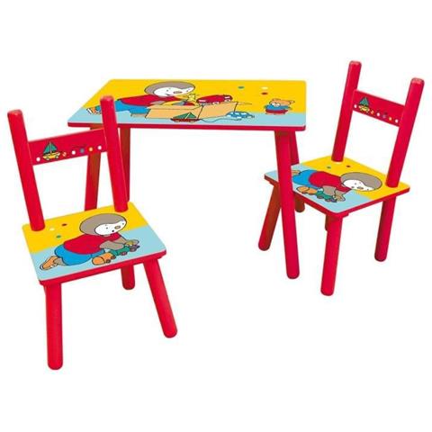 T'choupi Tavolo Rettangolare 41,5x61x42 Cm + 2 Sedie 49,5x31x31,5 Cm - Foto 1