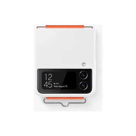 Cover In Silicone Ef-gf721twegww Con Strap Per Galaxy Z Flip4 Sm-f721b Bianco Arancione - Foto 1
