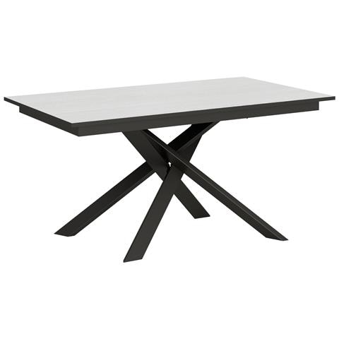 Tavolo Allungabile 90x160/220 Cm Ganty - Bordo Antracite Telaio Antracite - Bianco Frassino - Foto 5
