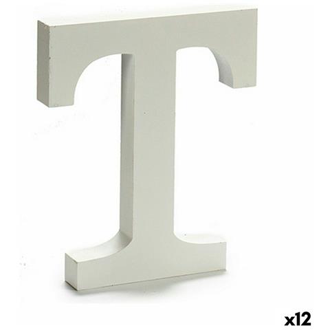 Lettera T Legno Bianco (1,8 X 21 X 17 Cm) (12 Unità) - Foto 1